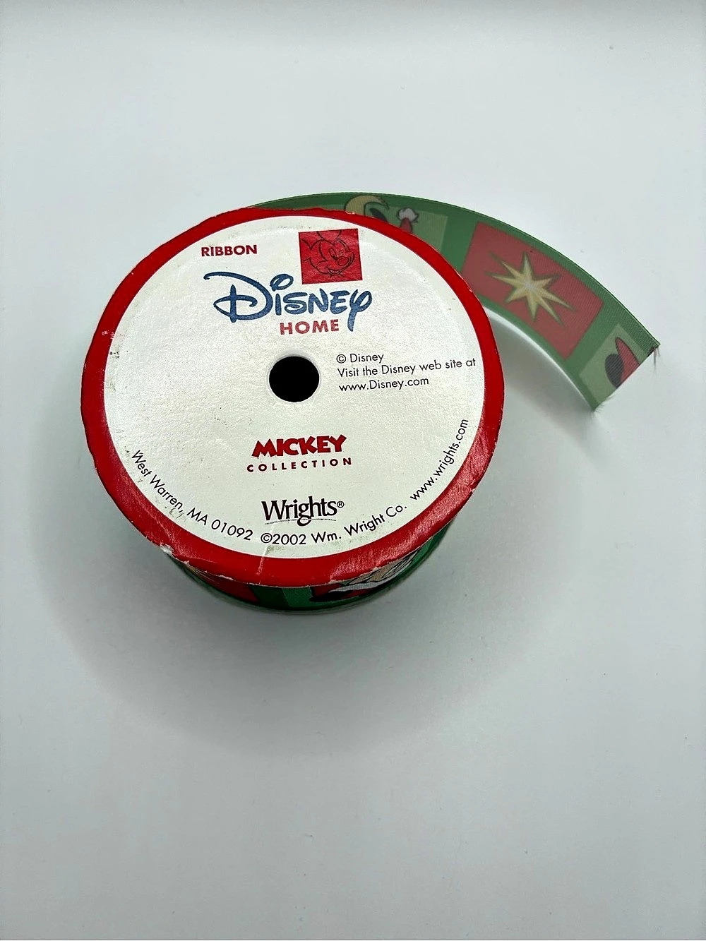 Disney Mickey Collection Ribbon Holiday Ribbon in Green & Red Like New